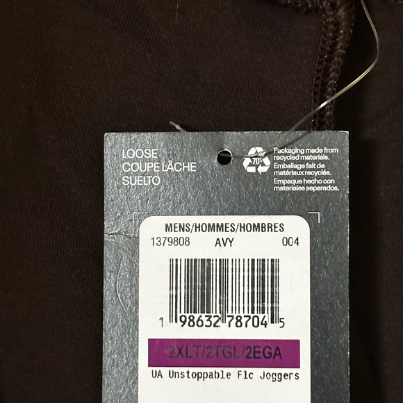 Under Armour Unstoppable Fleece Black and Brown Joggers - Picture 8 of 8